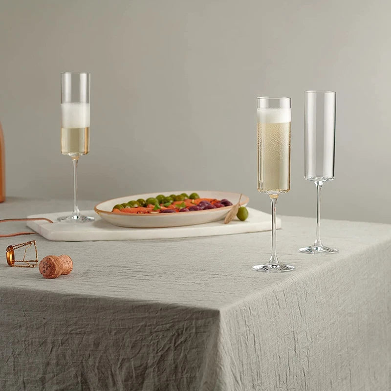 Square Edge Glass Champagne Flutes - 4 Pack