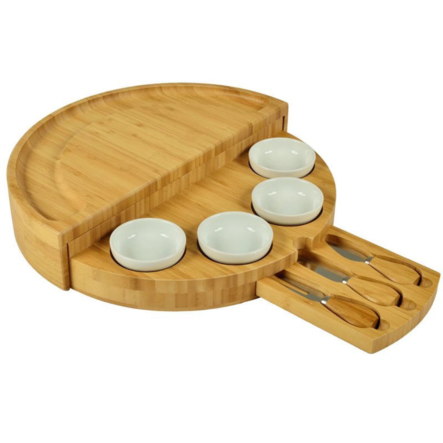 Cheese Board Cutlery Set with Serving and Slide Out Drawer