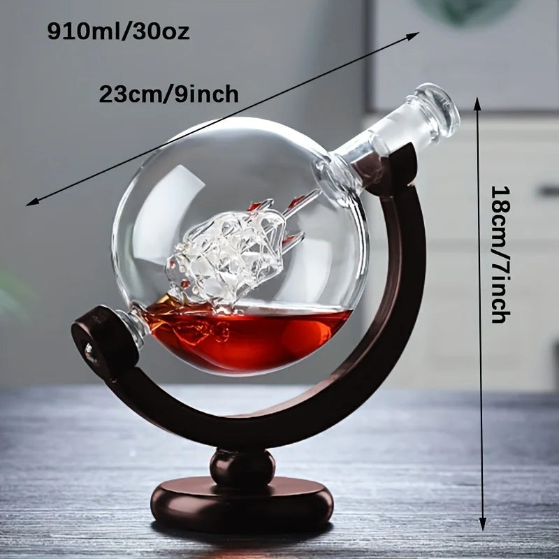 Globe Decanter Set with 2 Whisky Glasses