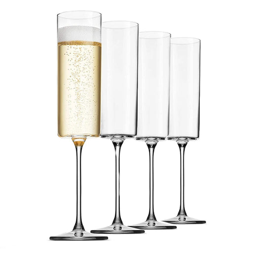 Square Edge Glass Champagne Flutes - 4 Pack