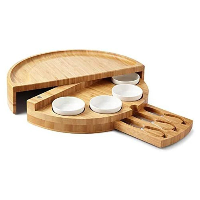 Cheese Board Cutlery Set with Serving and Slide Out Drawer