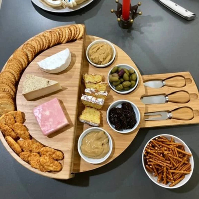 Cheese Board Cutlery Set with Serving and Slide Out Drawer